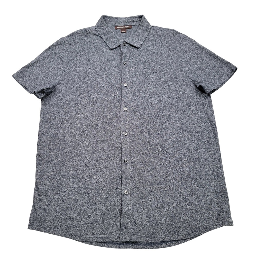 Men's Michael Kors Short Sleeve Button Down Shirt, Large, Blue Heather, PreOwned